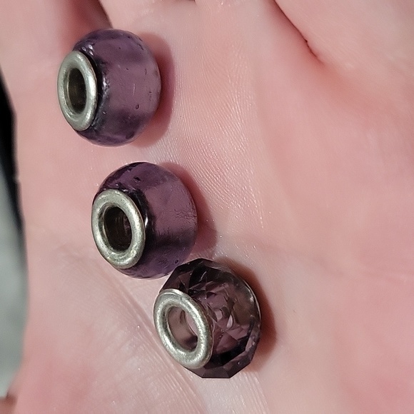 Set of 3 GLASS beads/charms. 925 silver - Picture 6 of 6